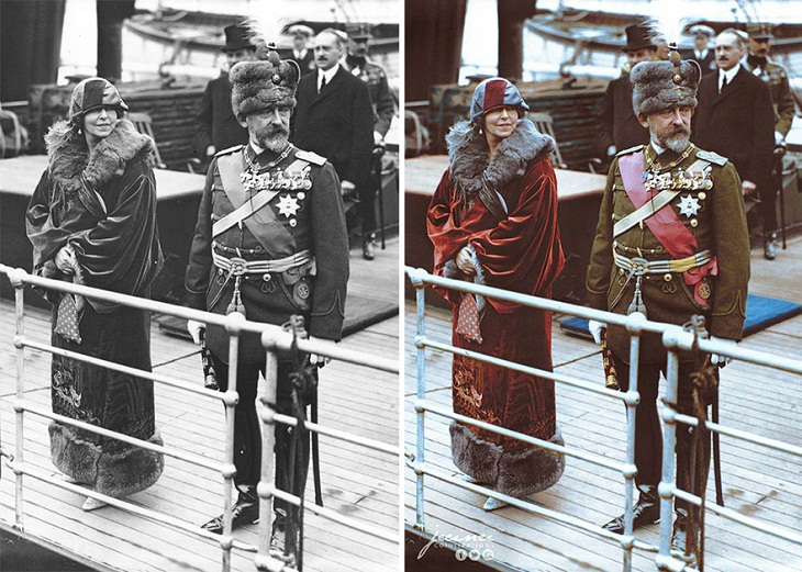 Colorized Black & White Photos, King Ferdinand and Queen Marie