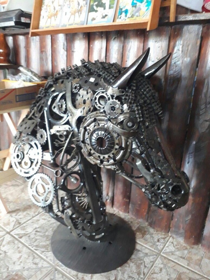 Scrap Metal Art, horse head