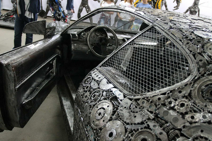 Luxury Car Replicas in the  Gallery of Steel Figures - open car door
