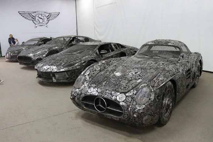 Luxury Car Replicas in the  Gallery of Steel Figures - The four cars