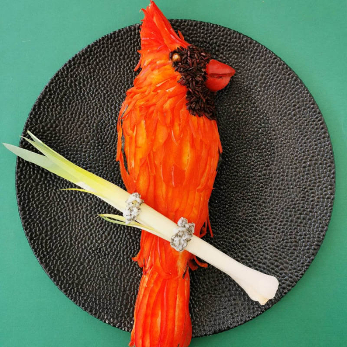 Food art by Jolanda Stokkermans - Red Cardinal Rice