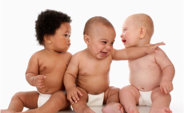 3 babies of different ethnicities 