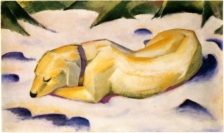 Animal Paintings by Franz Marc, Dog Lying in the Snow