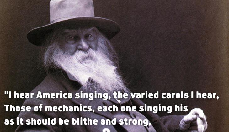 Walt Whitman quotes - I hear America singing