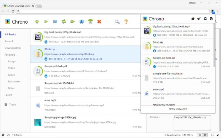 Chrome Extensions, Chrono Download Manager 