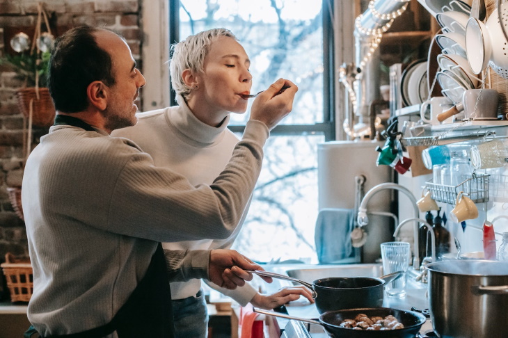 5 Love Languages couple cooking together