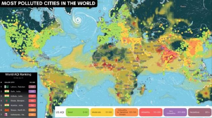 Interesting Maps, polluted cities 