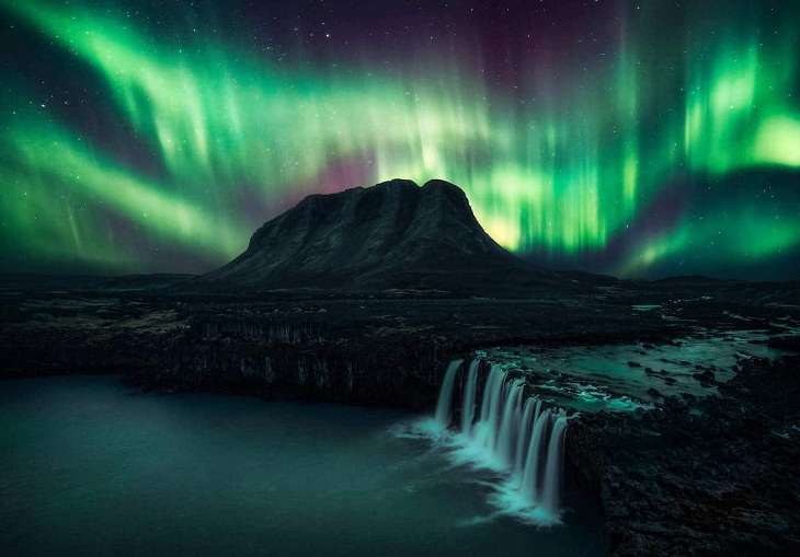 Northern Lights Photographer of the Year 2022, waterfall
