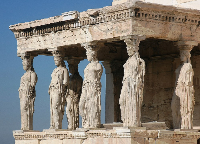 Caryatids on the Erechtheion in Athens, Greece