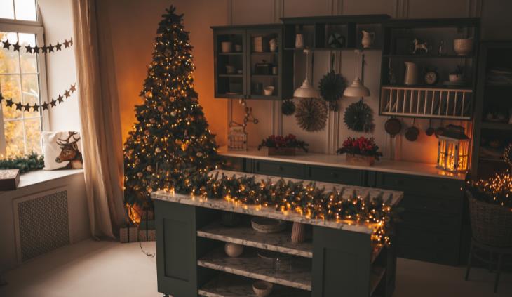 Christmas decorated kitchen 