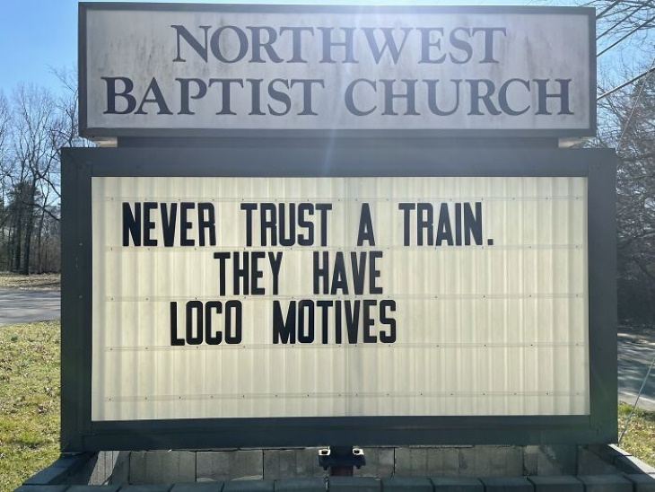 Funny Church Signs Church vs Train