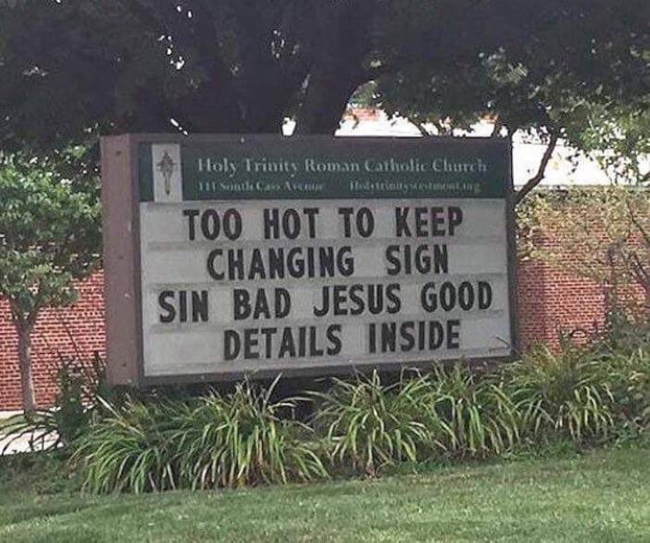 funny catholic church signs