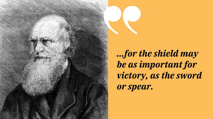 Quotes by Charles Darwin, shield 
