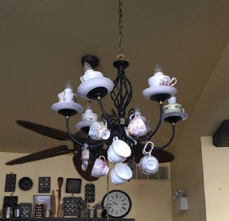 WEIRDEST Art Objects, Teacup chandelier
