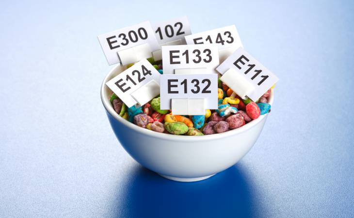 food additives, cereal with E-numbers 