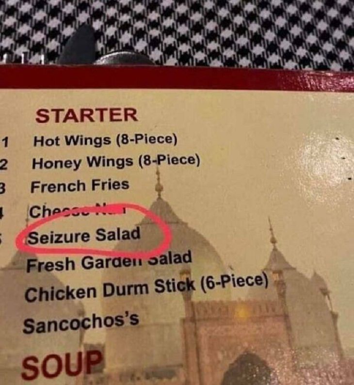 Hilariously Bad English Translations, menu
