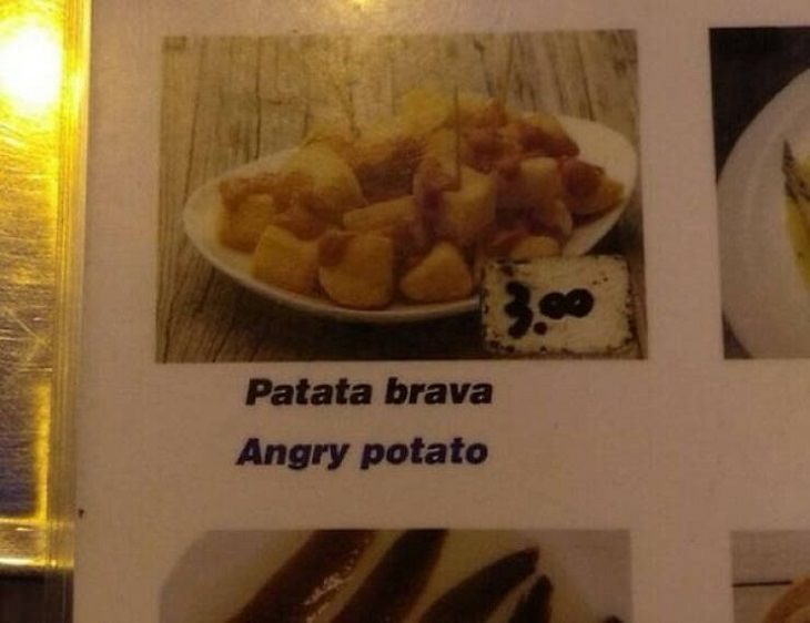 Hilariously Bad English Translations, menu