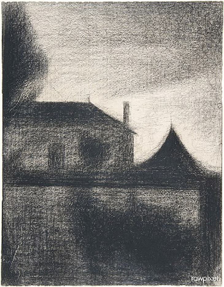 Georges Seurat Paintings, House at Dusk