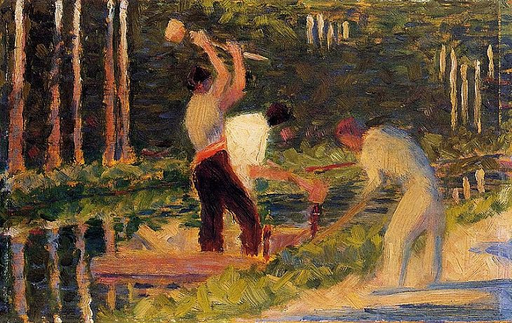 Georges Seurat Paintings, Men Laying Stakes