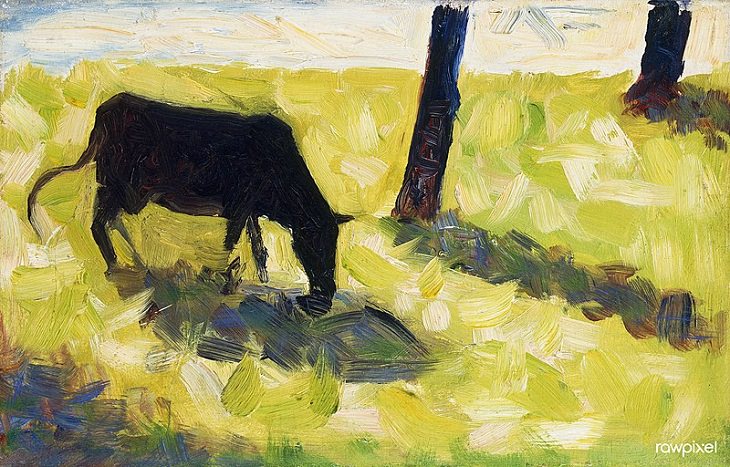 Georges Seurat Paintings, Black Cow in a Meadow
