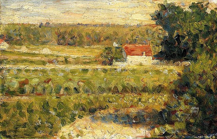 Georges Seurat Paintings, House with Red Roof