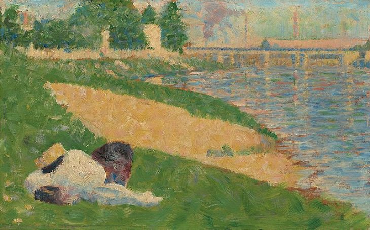 Georges Seurat Paintings, The Seine with Clothing on the Bank