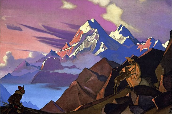 Paintings by Nicholas Roerich, animal, mountain