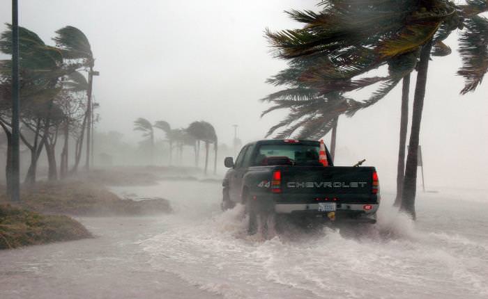 truck in the flood