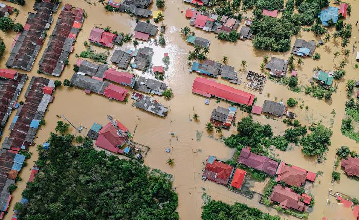 flooded town