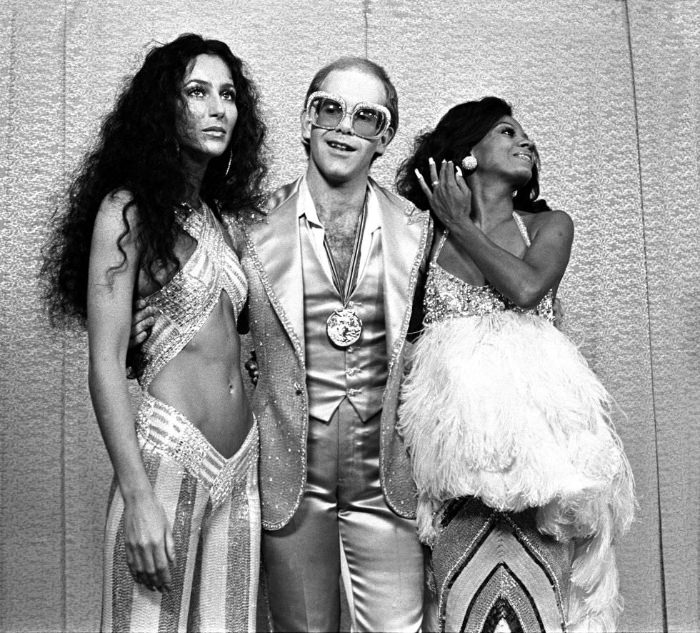 Elton with Elton with Cher and Diana Ross, 1975