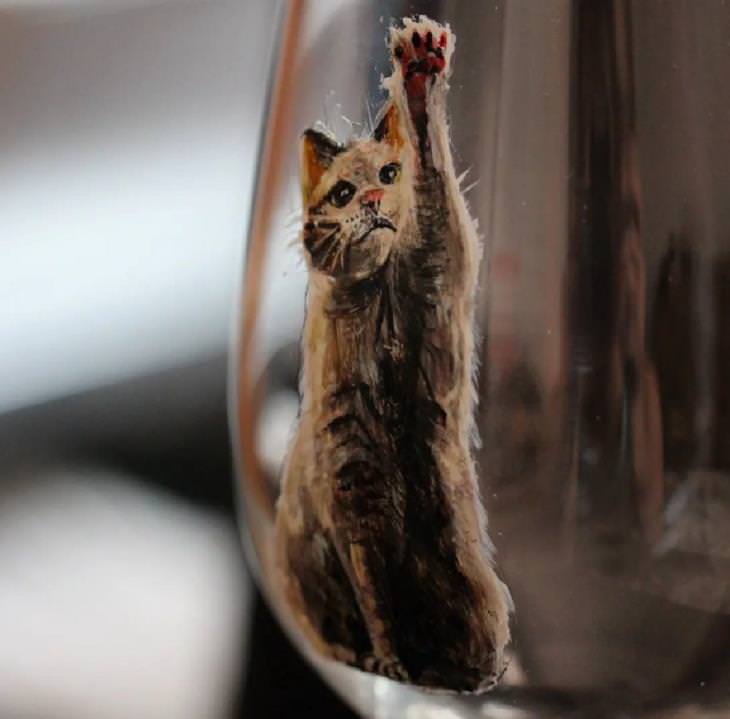 Animal Paintings on Glass, cat