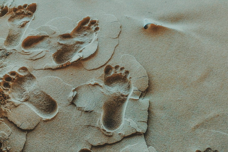 5-Step Summer Foot Care Guide foot prints in the sand