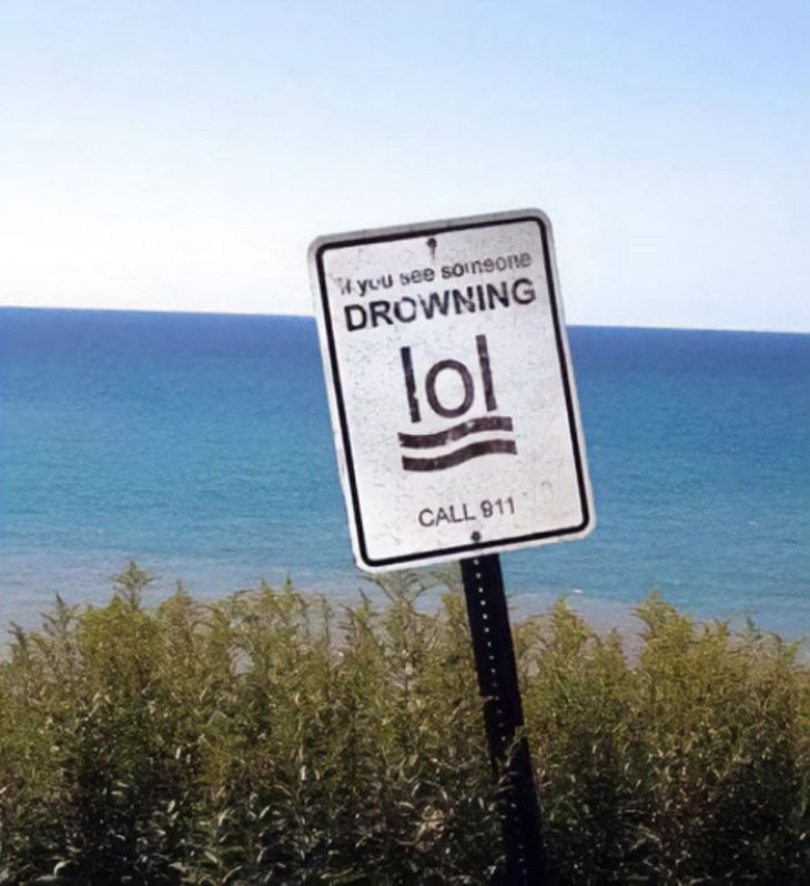 Funny Signs drowning lol