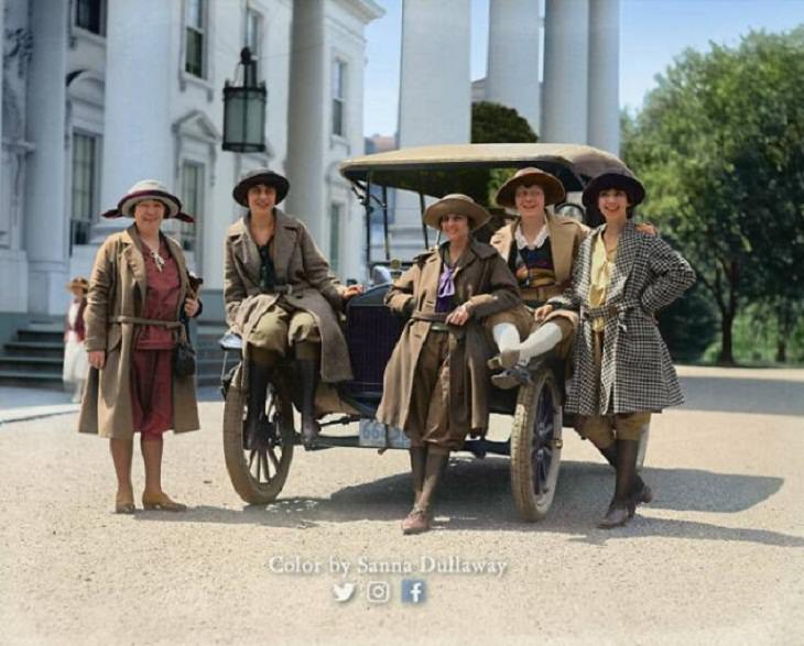 Colorized Photos From History, women with their automobile