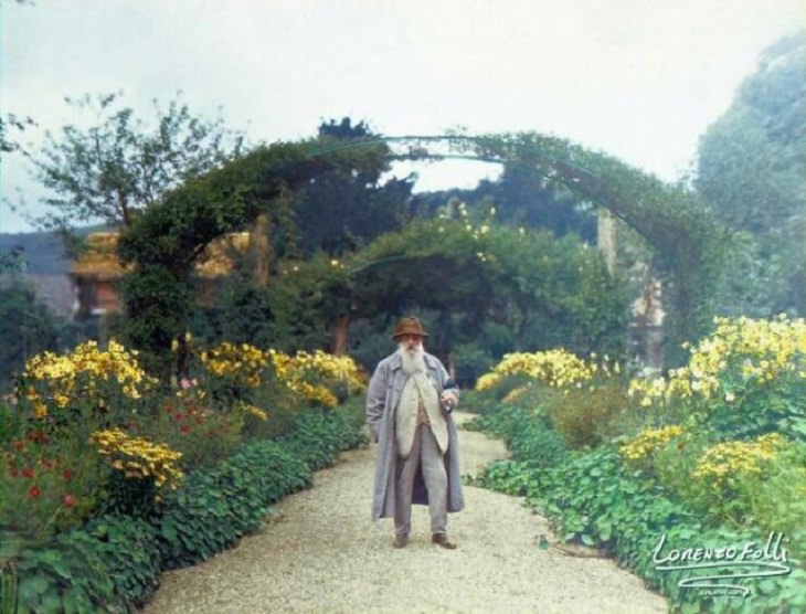 Fotos coloridas da história Claude Monet 