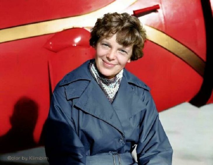 Fotos coloridas da história Amelia Earhart