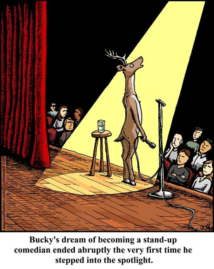Jim Shoenbill one panel comics Bucky's dream