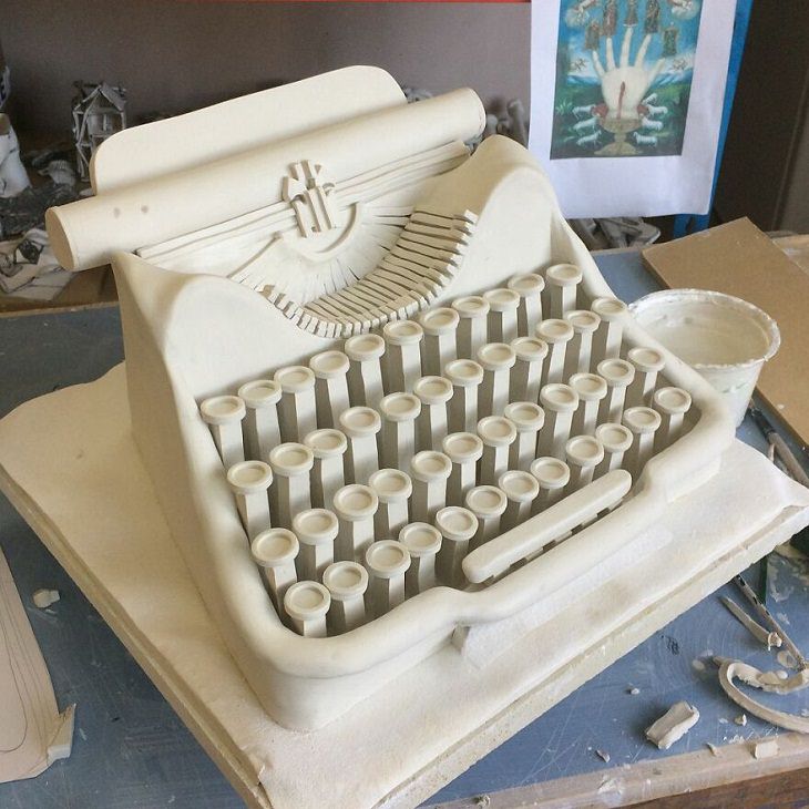 Porcelain Sculptures, typewriter