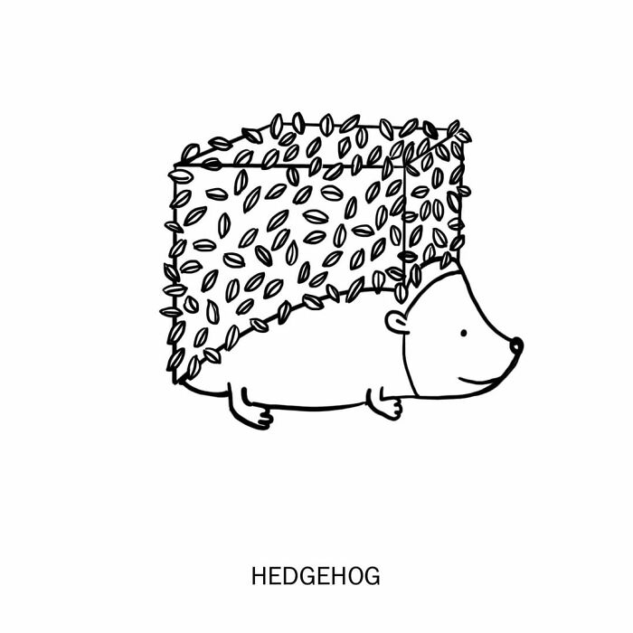 visual puns by Nadia Tolstoy hedge hog