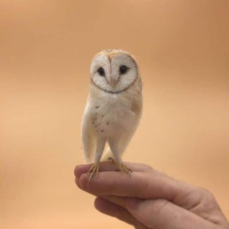 Needle-Felted Animals, owl, closeup 