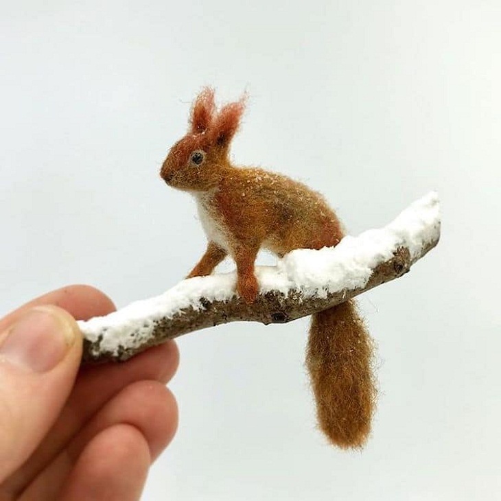 Needle-Felted Animals, squirrel, winter