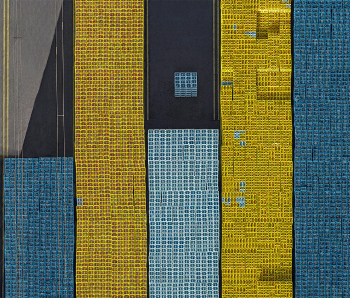 Aerials by Bernhard Lang - "Crate Stacks"- a beverage production yard
