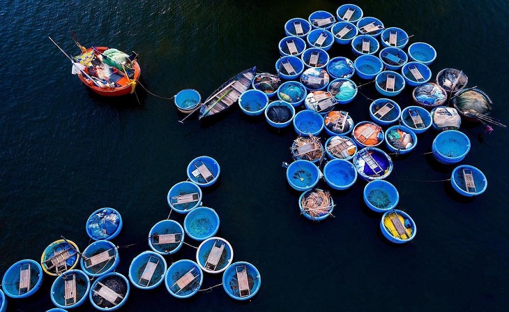 Aerial Views of Vietnam, Basket Boats in Binh Thuan