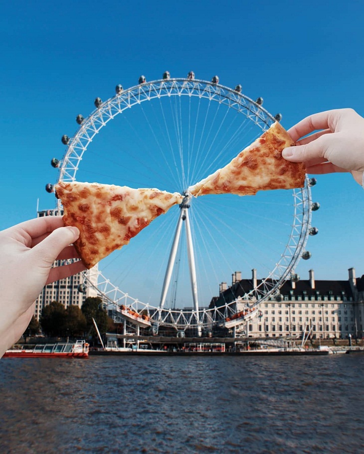 Forced Perspective Photography, pizza