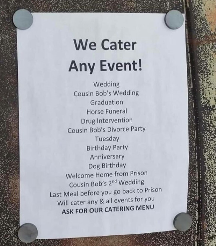Hysterical Signs catering