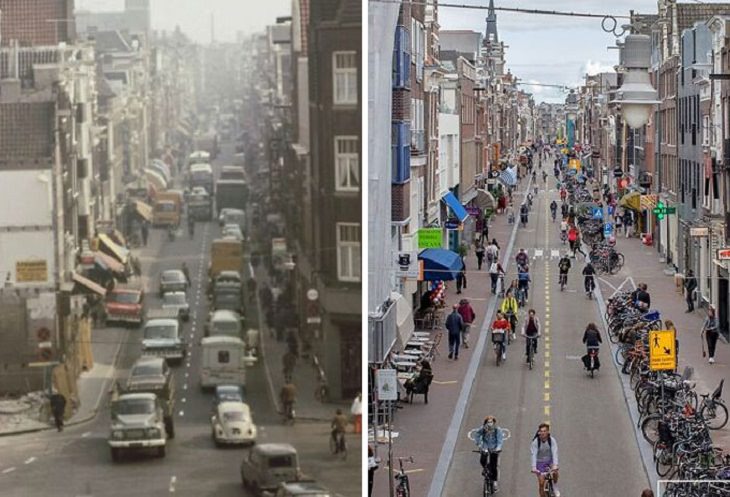 Fotos de antes y después, calle Haarlemmerdijk