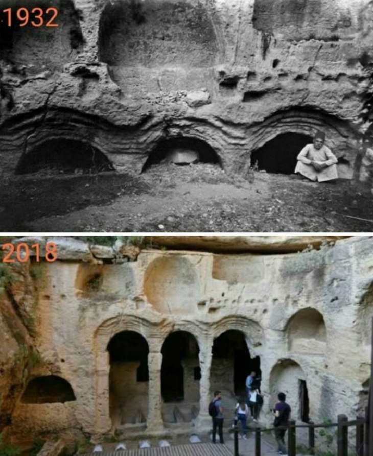 Tumba de la cueva de Besikli en Hatay, Turquía (1932 y 2018)