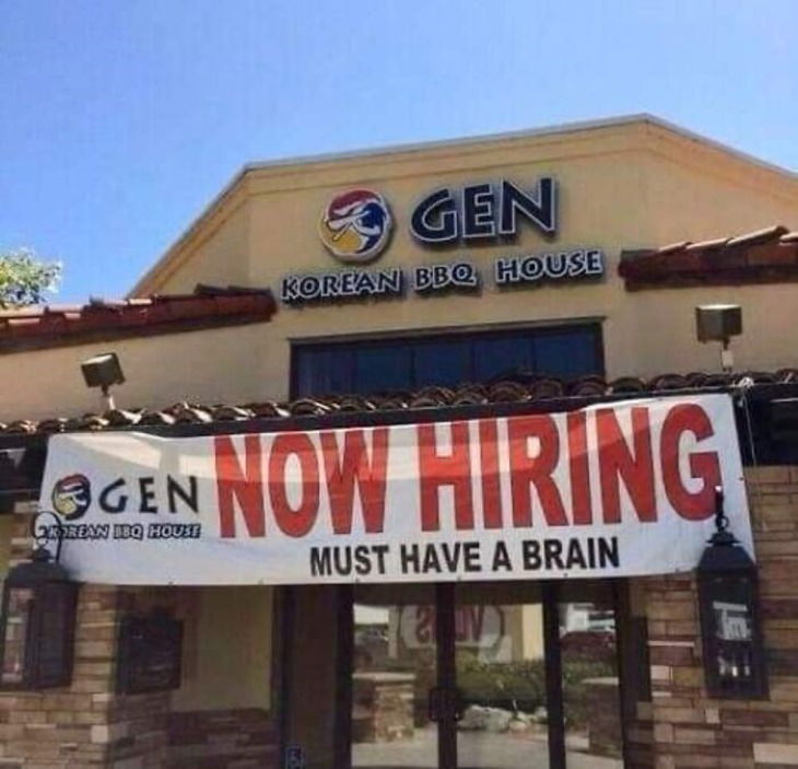 Hysterical Signs hiring with a brain