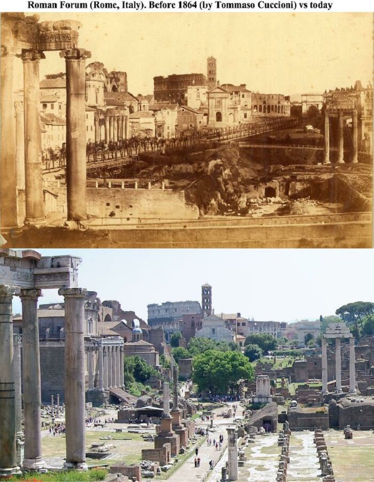 Fotos de antes y después, Foro Romano