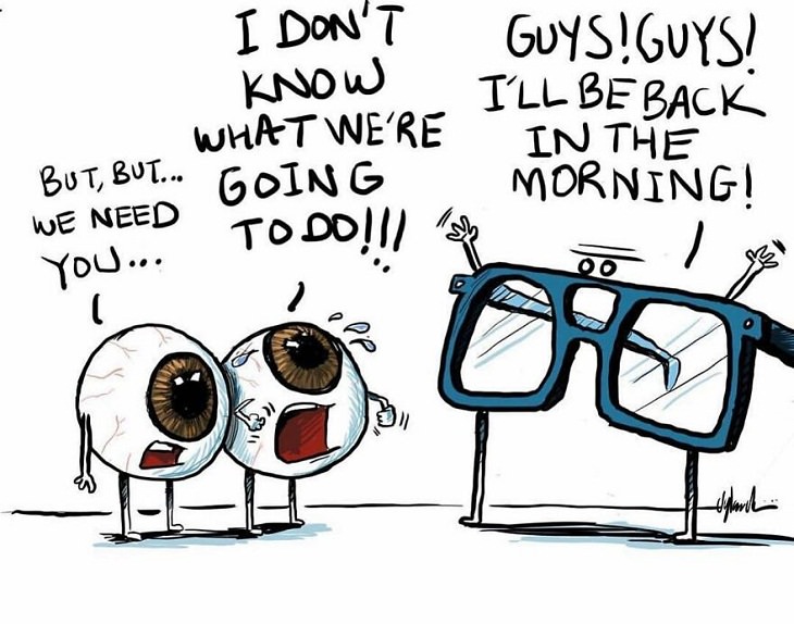 One-Frame Comics, eyes, glasses